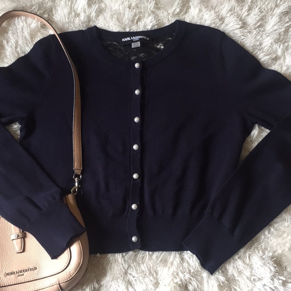 😸Karl Lagerfield Lace and Pearl Cardigan😸